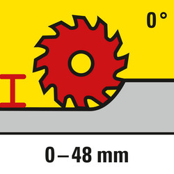 Einstellbare Schnitttiefe bis 48 mm bei Vertikalschnitten