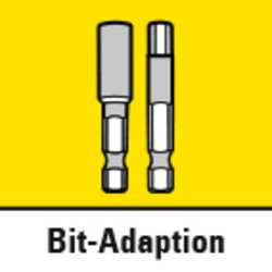 Inklusive Bit-Verlängerung und ¼" Vierkant-Adapter